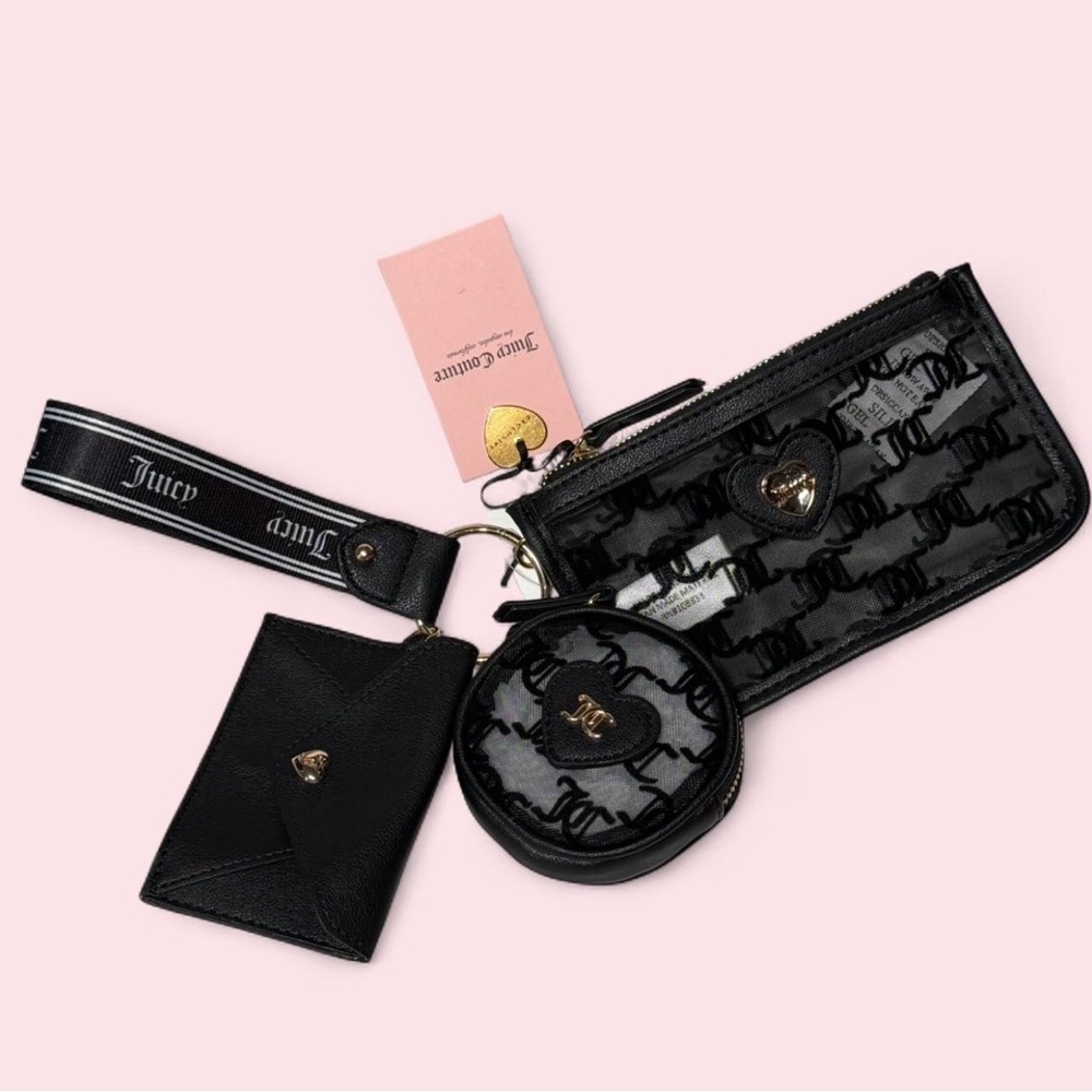 💖 NEW Juicy Couture black heart wallet and coin purse set